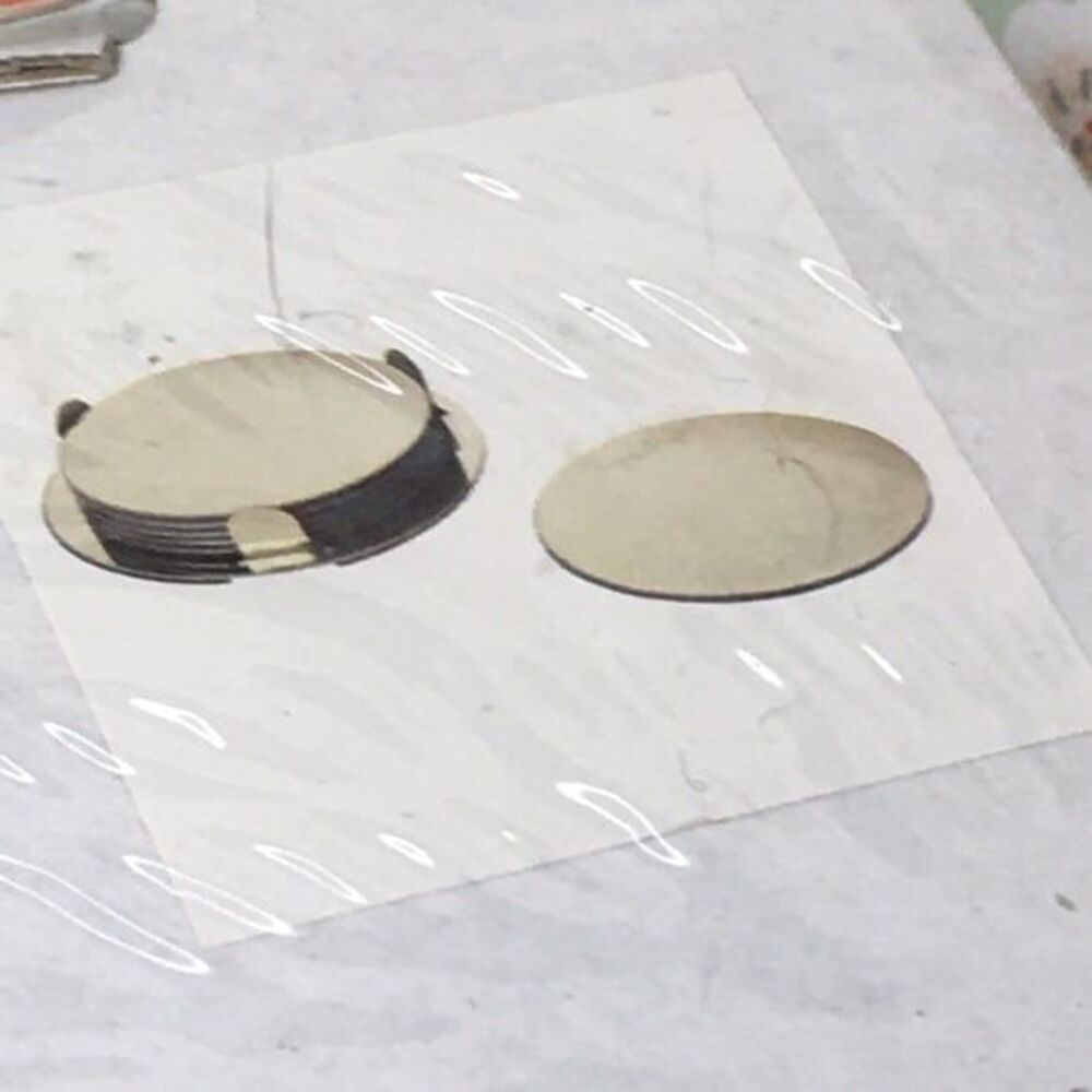 IKEA Glattis 4 piece Gold Metal Coasters with Holder 8.5 cm